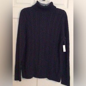 NWT Navy Woven Cable Turtleneck
